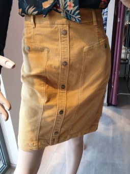 Jupe uni jaune cotelé JISH - MAE MAHE MAE MAHE