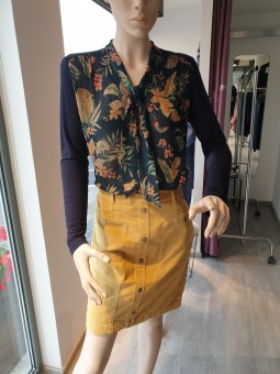 Jupe uni jaune cotelé JISH - MAE MAHE MAE MAHE