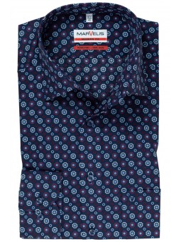 Chemise imprimé bleu KENT 7212-37 Marvelis MARVELIS