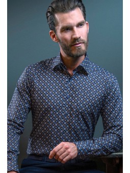 Chemise imprimé bleu KENT 7212-37 Marvelis MARVELIS
