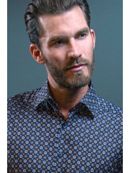 Chemise imprimé bleu KENT 7212-37 Marvelis MARVELIS