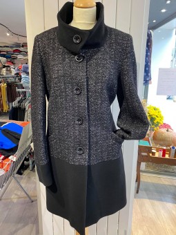 Manteau femme chiné noir 7641 Rofa