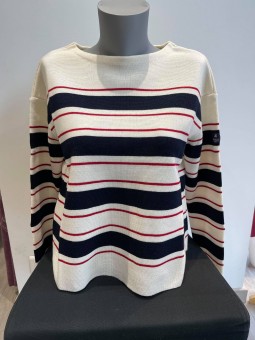 Pull rayé marine rouge ecru FLEURIANE Royal Mer ROYAL MER
