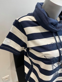 Polo rayé marine blanc 623360 Rabe RABE
