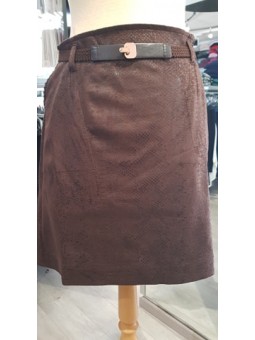 Jupe courte simili cuir marron OSLO Lo! Les Filles LO! lES FILLES