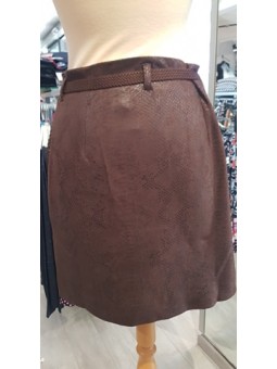 Jupe courte simili cuir marron OSLO Lo! Les Filles LO! lES FILLES