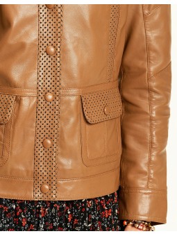 Veste en cuir C4623 Camel Christine Laure Christine Laure
