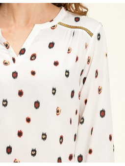 Blouse chic écru marron C4129 Christine Laure Christine Laure