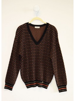 Pull en v sweat en jacquard géométrique B3171 PETIT BAIGNEUR