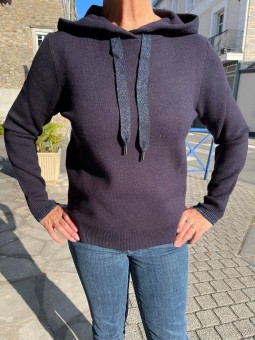 Pull en maille esprit sweat marine 890410 Concept K CONCEPT K