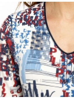 T.shirt blanc imprimé D0302 Christine Laure