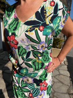 Robe col en V doublé imprimé ROLIU Maé Mahé MAE MAHE
