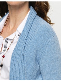 GILET COL CHALE BLEU D2152 Christine Laure Christine Laure