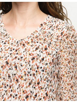 BLOUSE BEIGE IMPRIME D2143 Christine Laure