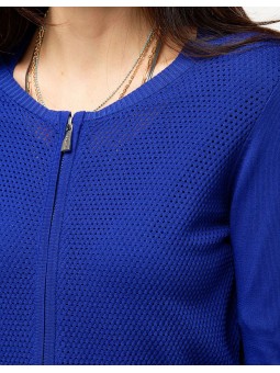 Gilet maille bleu roi zip D4233 Christine Laure Christine Laure