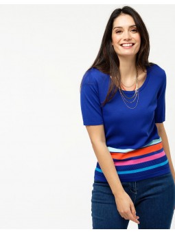 Pull maille bleu roi D4232 Christine Laure Christine Laure