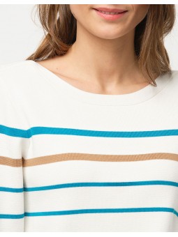 Pull marinière écru lagon D4118 Christine Laure Christine Laure