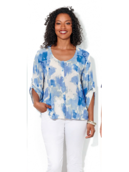 Top m 3/4 imprimé bleu L80318