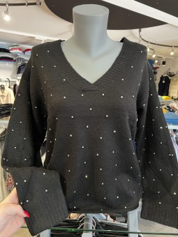 Pull en V chaud à Strass W223063 WNT