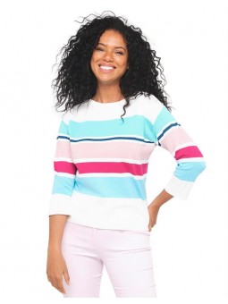 Pull marinière bleu rose E2724 Christine Laure Christine Laure