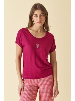 T.shirt uni en lin cerise DTS219 Diplodocus Diplodocus