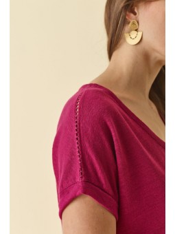 T.shirt uni en lin cerise DTS219 Diplodocus Diplodocus