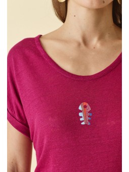 T.shirt uni en lin cerise DTS219 Diplodocus Diplodocus