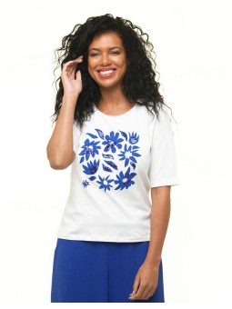 T.shirt blanc coton E2382 Ch Laure Christine Laure