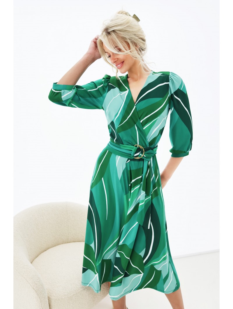 Robe chic imprimé vert Y309 K-Design K-DESIGN