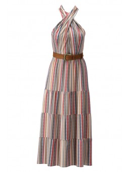 Robe chic imprimé rayé Y207 K-Design K-DESIGN