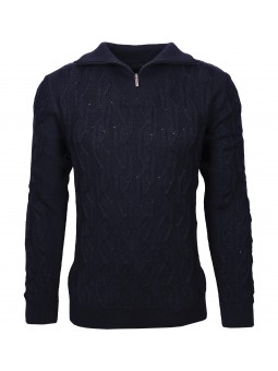 Pull col zip uni marine 81105 Monté Carlo MONTE CARLO