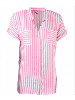 Chemisier rayé rose manches courtes EPOUSI Elle est où la mer