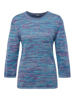 PULL en maille bleu chiné 113603 Rabe RABE