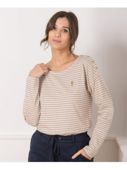 Marinière beige MARTHE Elle est où la mer