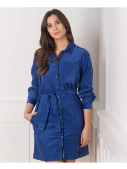 Robe velours bleu RANCE Elle est où la mer