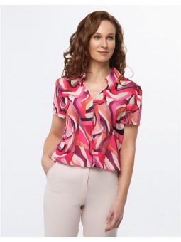 Chemisier imprimé fushia F0255 Christine Laure Christine Laure