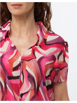 Chemisier imprimé fushia F0255 Christine Laure Christine Laure