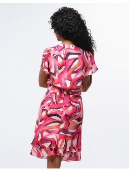 Robe chic imprimé fushia F0647 Christine Laure Christine Laure