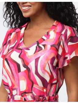 Robe chic imprimé fushia F0647 Christine Laure Christine Laure