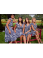 Robe en V imprimé bleu F0515 Christine Laure Christine Laure