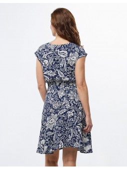 Robe en V imprimé bleu F0515 Christine Laure Christine Laure