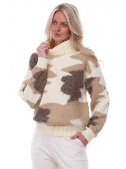 Pull col roulé imprimé B862 K-Design K-DESIGN