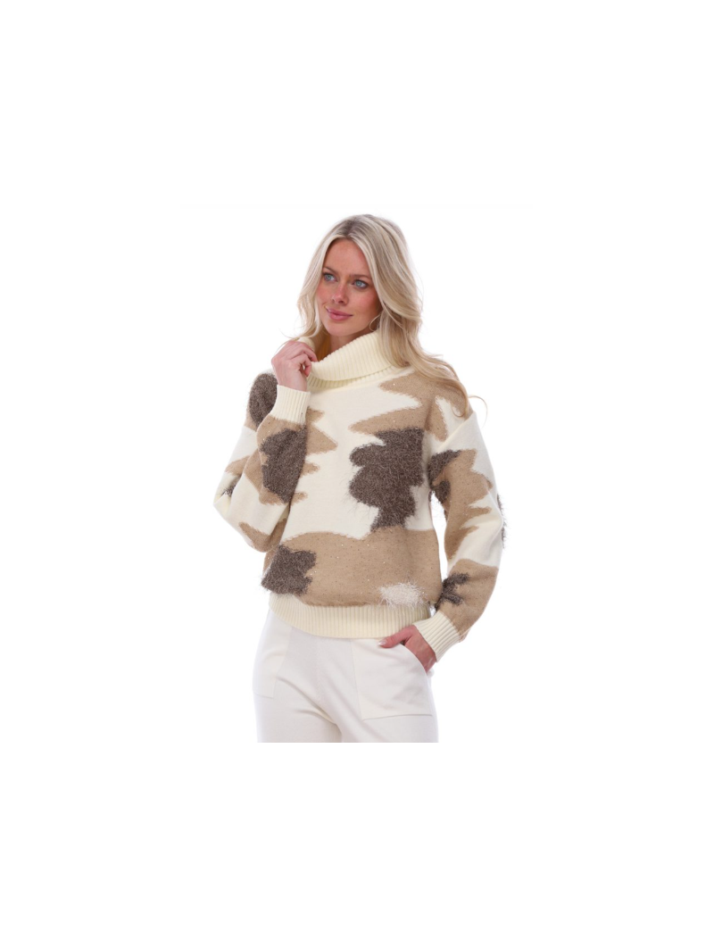 Pull col roulé imprimé B862 K-Design K-DESIGN