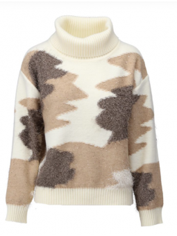 Pull col roulé imprimé B862 K-Design K-DESIGN
