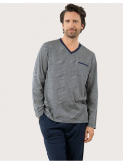Pyjama long LP66 col V homme Mercerisé Eminence EMINENCE