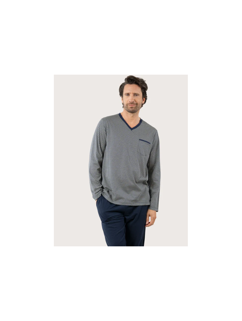 Pyjama long LP66 col V homme Mercerisé Eminence EMINENCE
