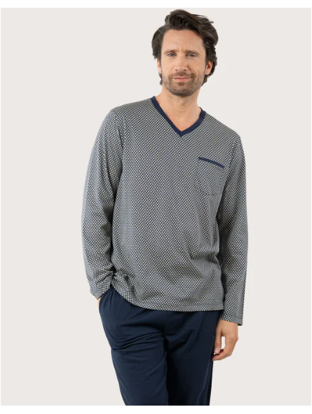 Pyjama long LP66 col V homme Mercerisé Eminence EMINENCE Pyjama long LP66 col V homme Mercerisé Eminence EMINENCE