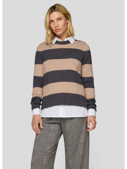 Pull à rayures camel 121623 Rabefashion RABE