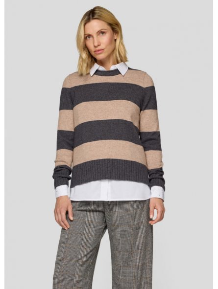 Pull à rayures camel 121623 Rabefashion RABE