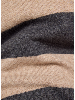 Pull à rayures camel 121623 Rabefashion RABE